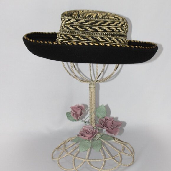Vintage Dasha 100% Wool Black & Gold Hat main image 12